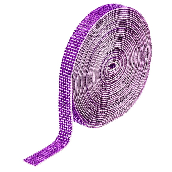 Uxcell Self Adhesive Rhinestone Strips, 6 Yards Crystal Rhinestone Ribbon Bling Diamond Stickers Wrap, Purple