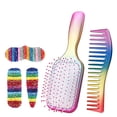 thumbnail image 1 of 5-Piece Multi-Color Hair Care Set: ABS/Nylon/Silicone/Metal Hair Brush, Comb & 3 Clips - Anti-Static, Scalp Massage, Smooth Hair Styling Tools for Women, Home Use - Includes 21.2cm Brush, 17.5cm Comb, 1 of 6