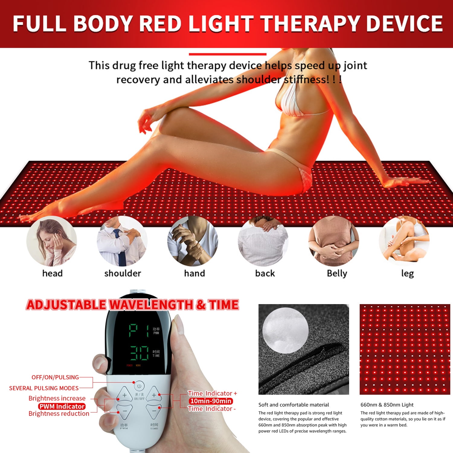 Infrared Light Therapy Blanket Bag, Red Light Therapy for Full Body, Large Infrared Red Light Therapy Mat with 1280Pcs Leds, Red Light at Home