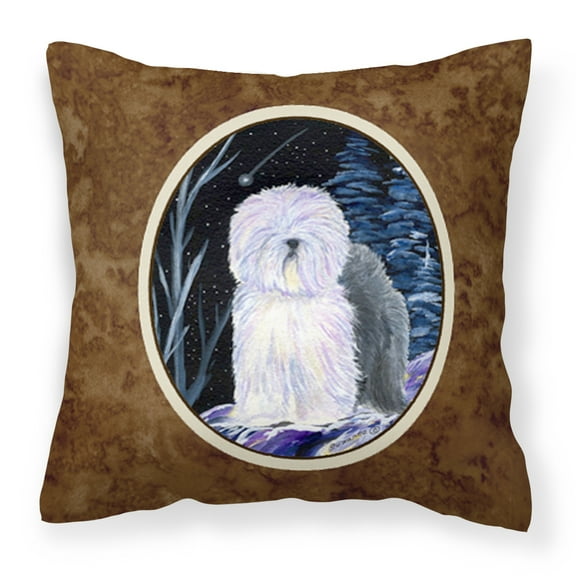 Carolines Treasures SS8406PW1414 Starry Night Old English Sheepdog Fabric Decorative Pillow, 14Hx14W, multicolor