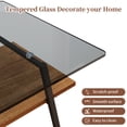 thumbnail image 4 of Rectangular Glass Coffee Table, Modern Side Coffee Table w/Lower Shelf, Tempered Glass Tabletop & Metal Legs, Suitable for Living Room Office (Gray), 4 of 6
