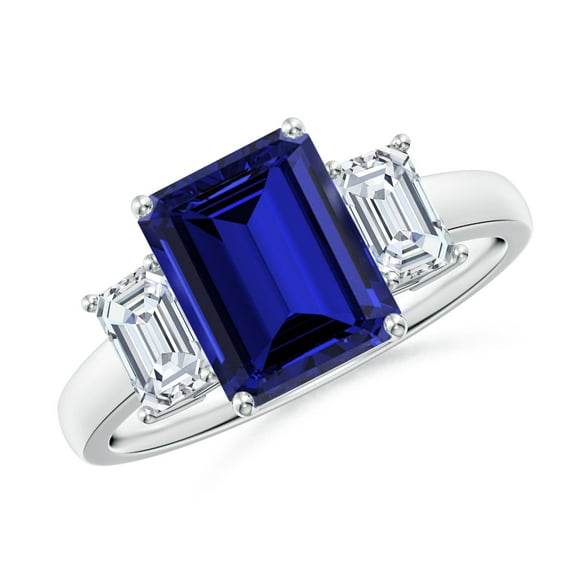 ANGARA Lab Grown 2.45 Ct Blue Sapphire & Lab Diamond Ring for Women in 925 Sterling Silver (Size-9x7mm) | September Birthstone, Anniversary, Jewelry Gift for Women | Lab-Grown Blue Sapphire Ring