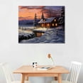 thumbnail image 2 of JEUXUS Blue Winter Landscape Home Decor Canvas Printed Oil Painting Wall Art Cabin Picture Living Dining Room Decorations Fashion Framed, 2 of 4