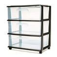 thumbnail image 1 of Homz Tall Solid Plastic 3 Drawer Medium Storage Cart w/ Caster Wheels, Black, 1 of 5
