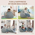 thumbnail image 3 of 5FT Bean Bag Chair, Large Bean Bag Chairs with Memory Foam Filled, Fluffy Beanbag Sofa with Dutch Velvet Cover, Round BeanBag Chairs for Living Room, Playroom - Grey, 3 of 6