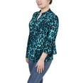 thumbnail image 2 of NY Collection Women's 3/4 Bell Sleeve Pleat Front Y Neck Top, 2 of 4