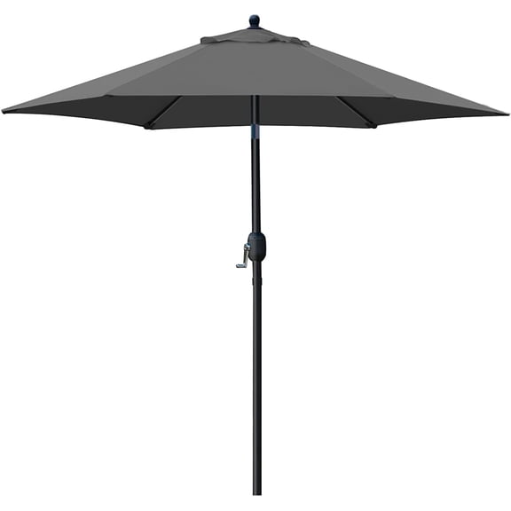Bibana 7.5 ft Outdoor Patio Umbrella Table Umbrella with 6 Ribs, Push Button Tilt/Crank - Dark Gray
