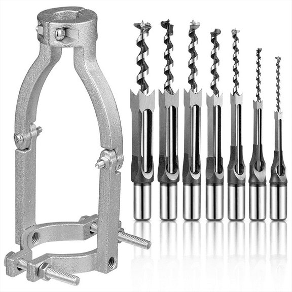 7 Pcs Square Hole Drill Bit with 1 Adapter Mortising Chisel Set, Power Tool for Machines