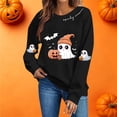 thumbnail image 3 of NTACZA Women's Sweatshirt Cute Ghost Graphic Print Halloween Crewneck Daily Outfits Pullover Tops Trendy Sweatshirts Black M, 3 of 5