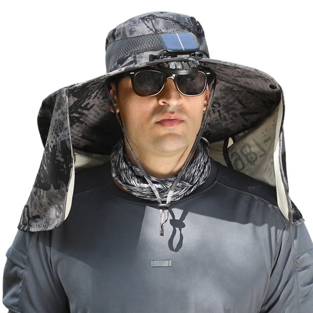 Toystoory Sombrero de pescador transpirable con energía solar fresco mientras camina protección de moda sombreros de ala ancha para hombres Ropa Deportiva, Zapatos Gris oscuro 2