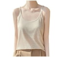 thumbnail image 3 of Feancey Womens Sleeveless Base Layer Top Knit Cotton Casual Spaghetti Strap Cami Tops Solid Color Comfort Pajama Tank Tops Basic Undershirts Beige L, 3 of 6