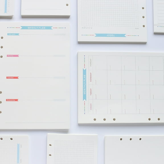 NICEMAL 40 Sheets A6 Size 6-Hole Paper Refills For Notebook Planner Journal Dairy (Grid)