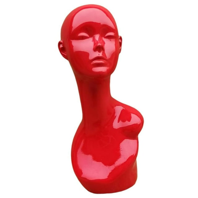 Soporte de exhibición de auriculares de joyería de sombrero de peluca de maniquí femenino estable rojo