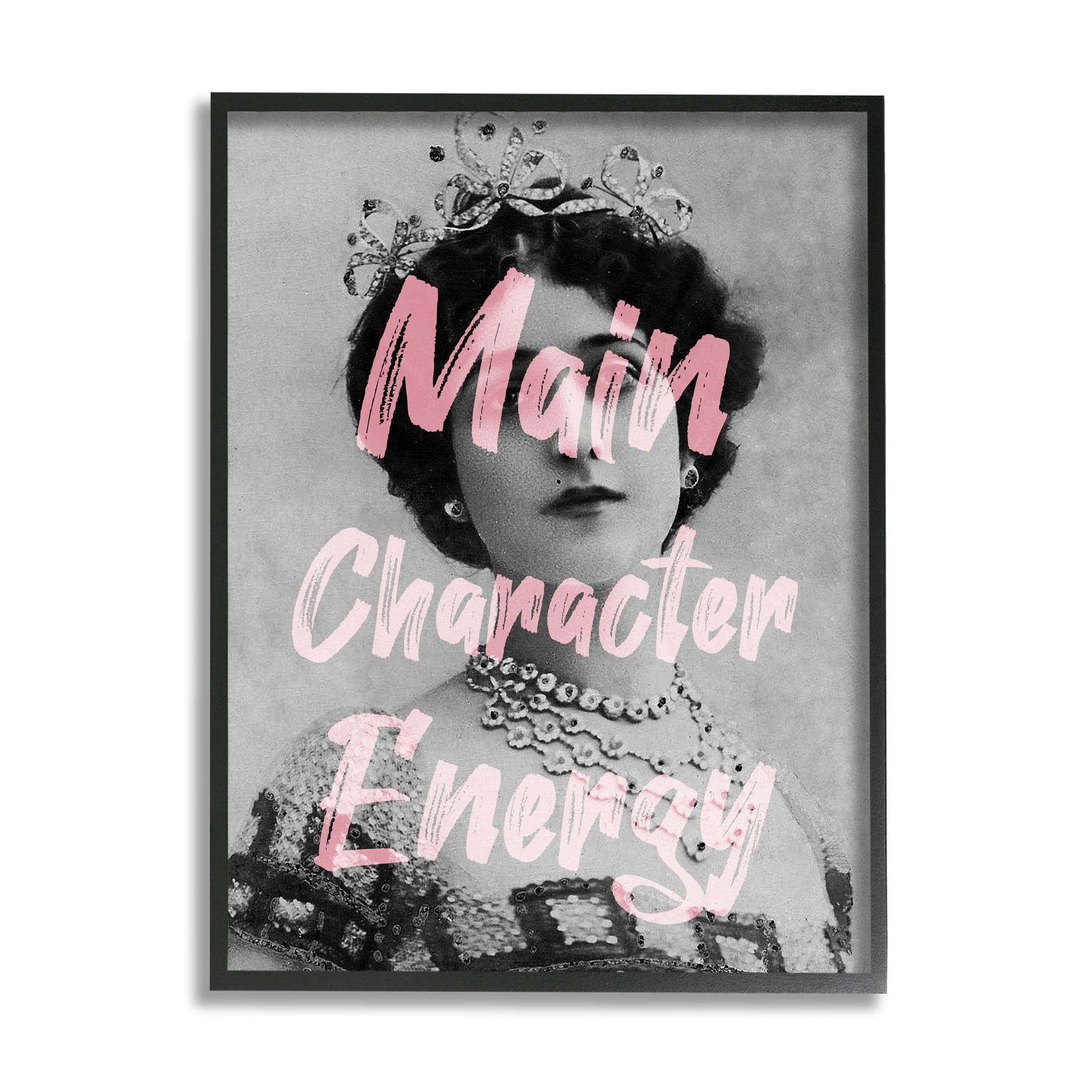 Stupell Industries Main Character Energy Trendy Pink Vintage Photography Graphic Art Gray Framed Art Print Wall Art, Design by Daphne Polselli