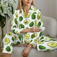 thumbnail image 6 of Honeii Avocado1 print Women's Pajama Sets Long Sleeve Button Down Sleepwear Nightwear Soft Pjs Lounge Sets-XX-Large, 6 of 7