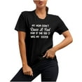 thumbnail image 4 of Mother's Day T Shirts Women's Graphic Letter Print Short Sleeve Cotton Tees Summer Cute Crew Neck Loose Tops (2XL, Black 2), 4 of 7