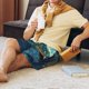 thumbnail image 5 of Balery Surfing Turtle Pantalones cortos de pijama de punto de algodón para hombre con cinturilla y bolsillos-Large, 5 of 6