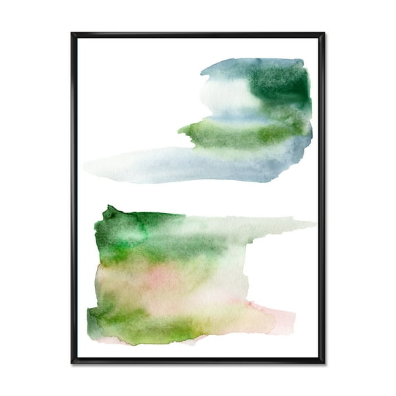 Designart 'Blue Green and Pink Spots Clouds' Modern Framed Canvas Wall Art Print