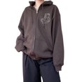 thumbnail image 2 of FOCUSNORM Veste Junior pour Femmes, Motif Imprimé Ours Fermeture Éclair à Capuche, 2 of 5