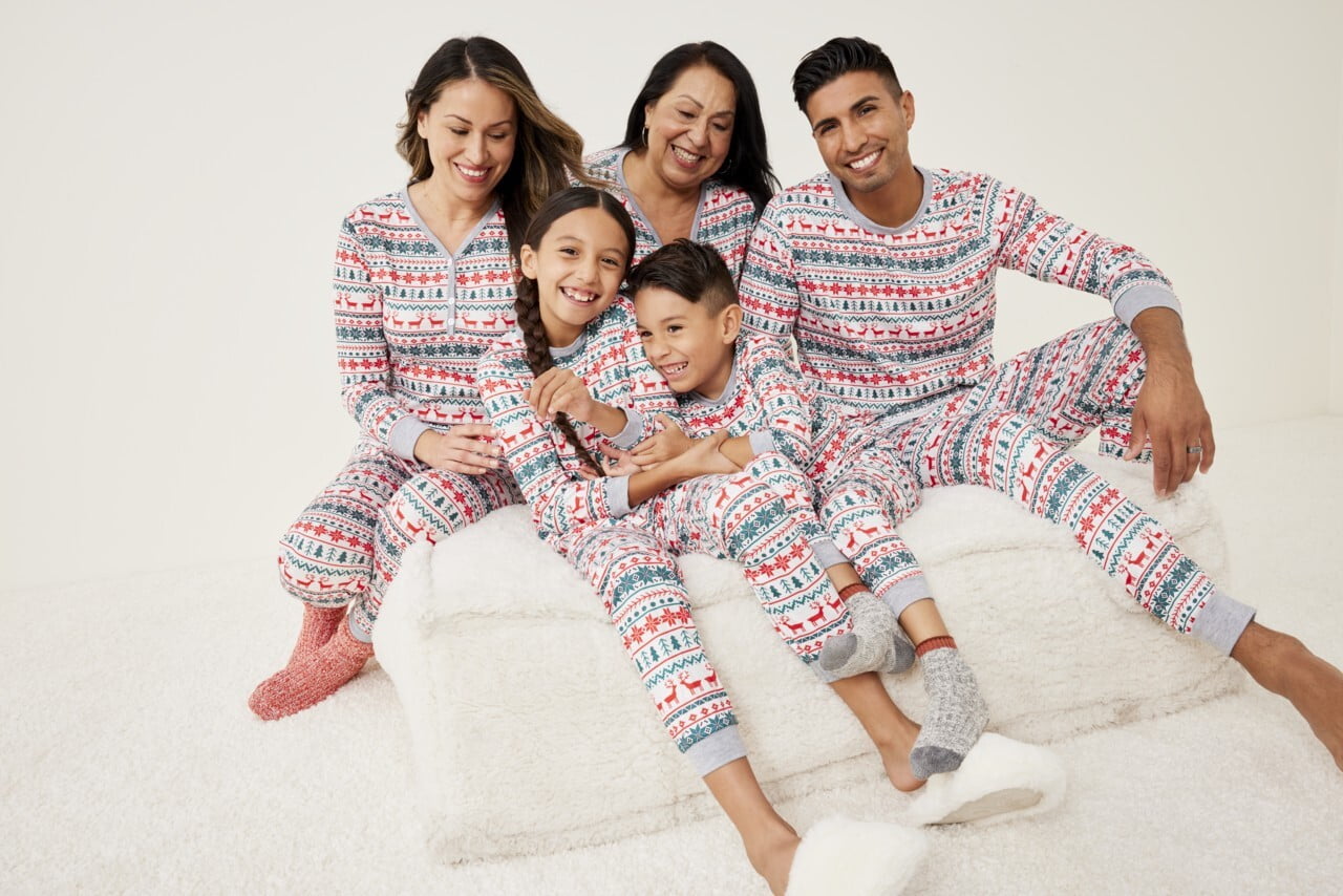 baozhu Family Matching Reindeer Print Christmas Men Sleepwear Unisex Pajamas Set