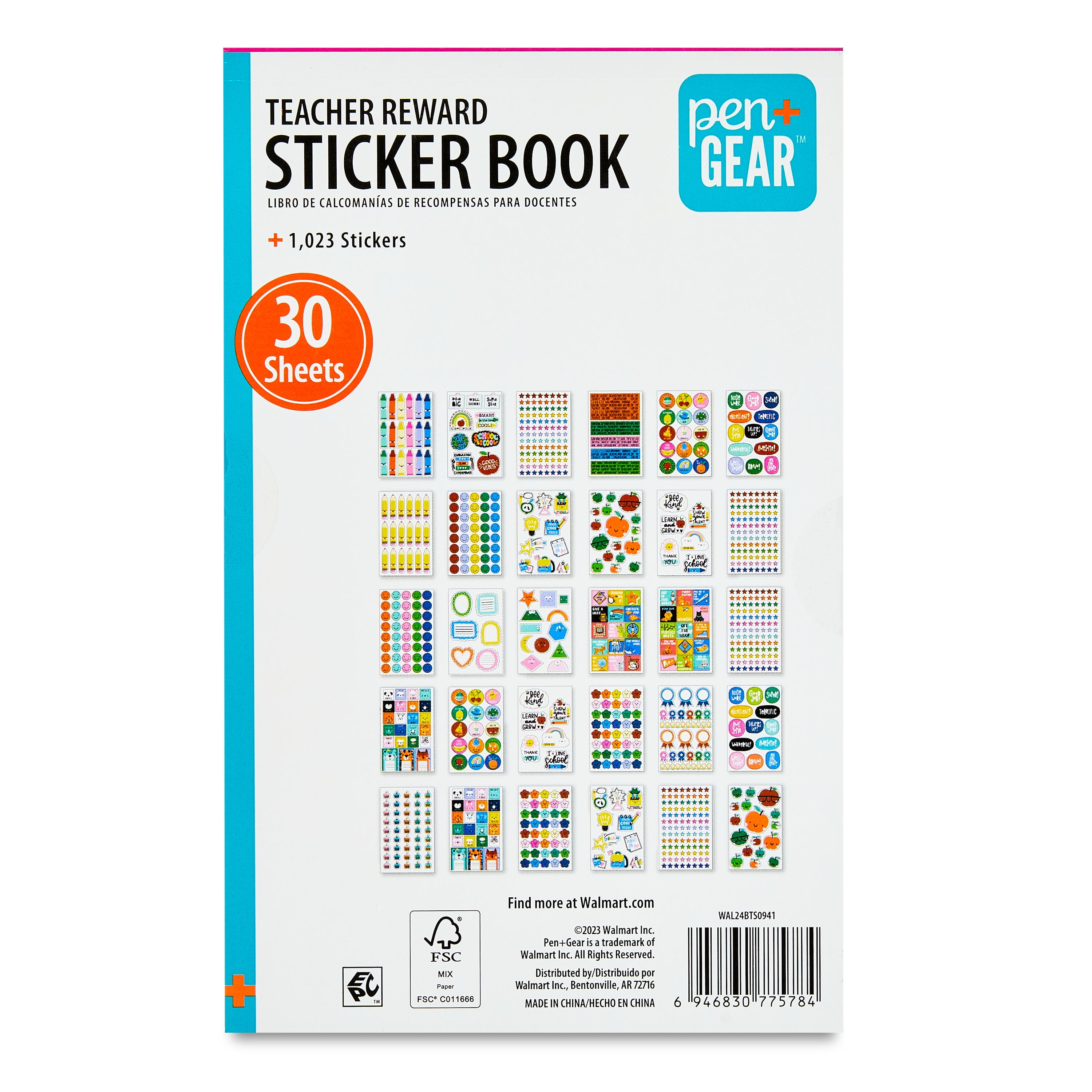 (2 pack) Pen+Gear Reward Sticker Book for Teachers, 30 Sheets, 1,023 Stickers, 5 in x 7.75 in