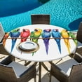 thumbnail image 5 of Colorful Parrot Round Tablecloth 55-60 Inch Round Fitted Table Cloth with Elastic Edge, Watercolor Modern Funny Animal Bird Waterproof Table Cover Protector for Outdoor Picnic Party Dining, 5 of 6
