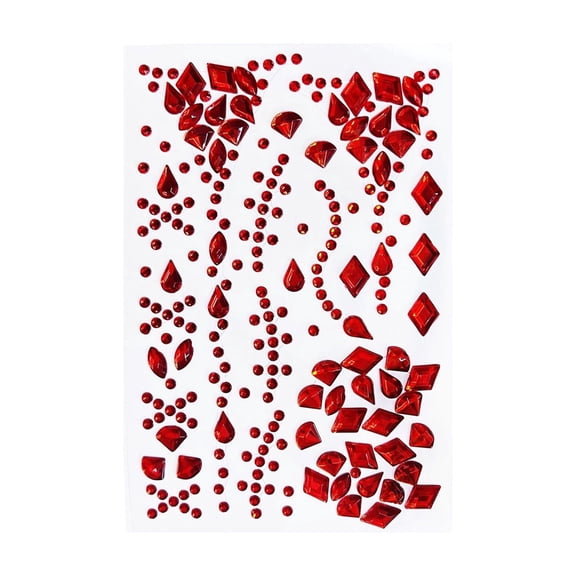 Face Red Rhinestone Gems Halloween Accessory for Festival Party Decor