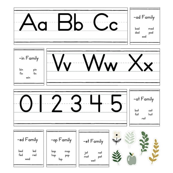 Carson Dellosa Farmhouse Alphabet Line: Manuscript Bulletin Board Set (52 pieces) Grade PK-2