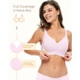 thumbnail image 4 of Women's Wireless Push Up Bra Seamless Sleep T-Shirt Everyday Bra with Full Coverage Support Bralette Comfort V Neck Soft Wirefree Bras, 4 of 8