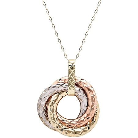 Simply Gold 10kt Yellow, White and Pink Gold Triple Open Circle Pendant