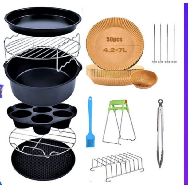 Accesorios para freidora de aire, bandeja para Pizza, parrilla, estante para tostadas, almohadilla aislante, piezas de cocina para el hogar, parrilla para freidora de aire, 12 Uds.