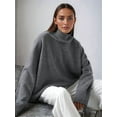 thumbnail image 5 of Women'S Sweater Thick Long Sleeve Knit Pullover High-Low Hem Fashion Autumn and Winter Basic Pullover Top Grey M, 5 of 8