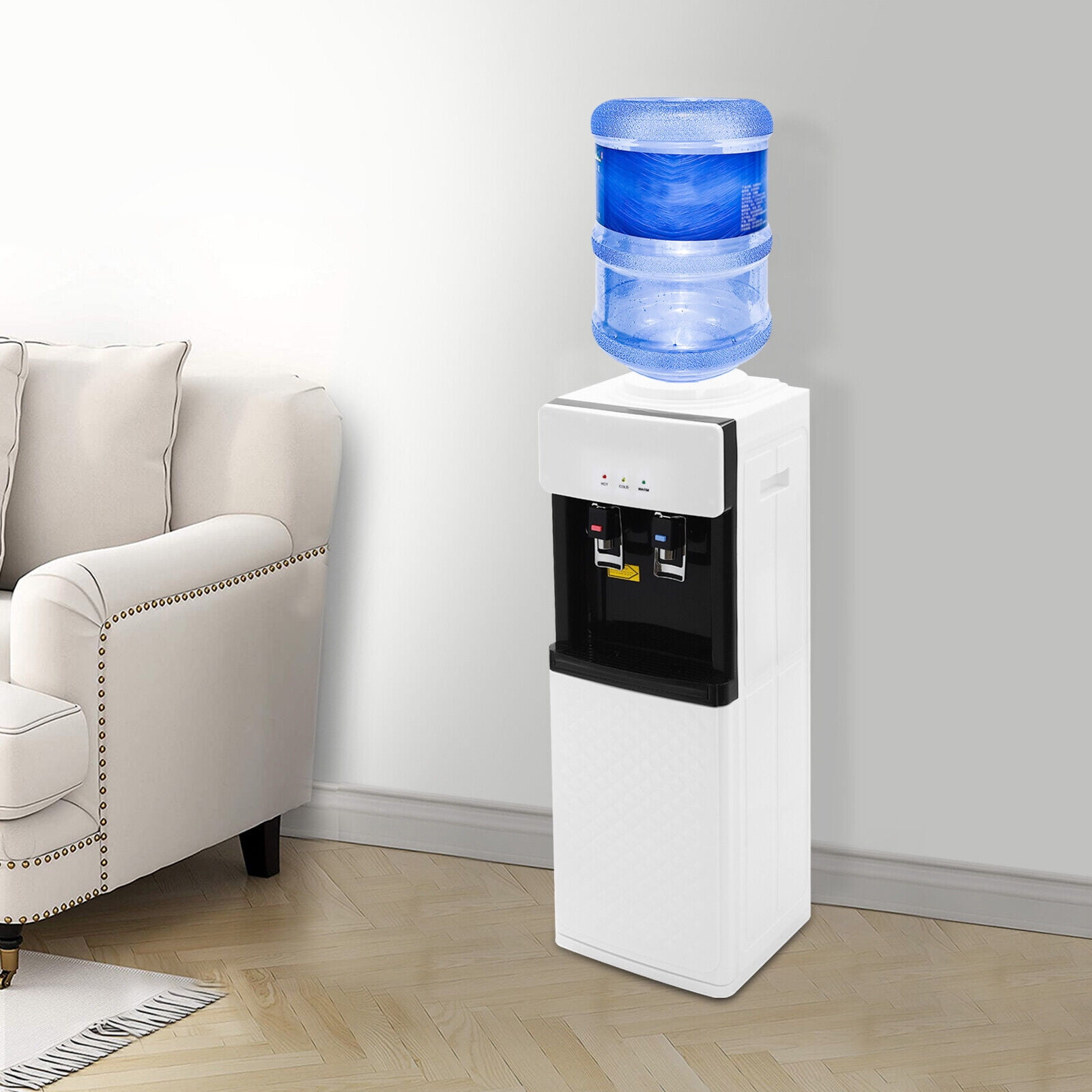 Standing Hot& Cold Water Cooler Dispenser 5 Gallon Top Loading 110V 75W&500W