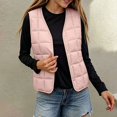thumbnail image 2 of Afuyipoi Girls Quilted Vest (1-10) Sleeveless V-neck Warm Innerwear Waistcoat Pink Size 3T, 2 of 6