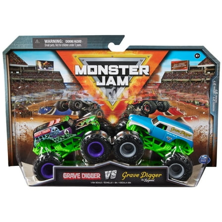 Monster Jam, Official Grave Digger Vs. Grave Digger Die-Cast Monster Trucks, 1:64 Scale, Kids Toys for Boys Ages 3 and up