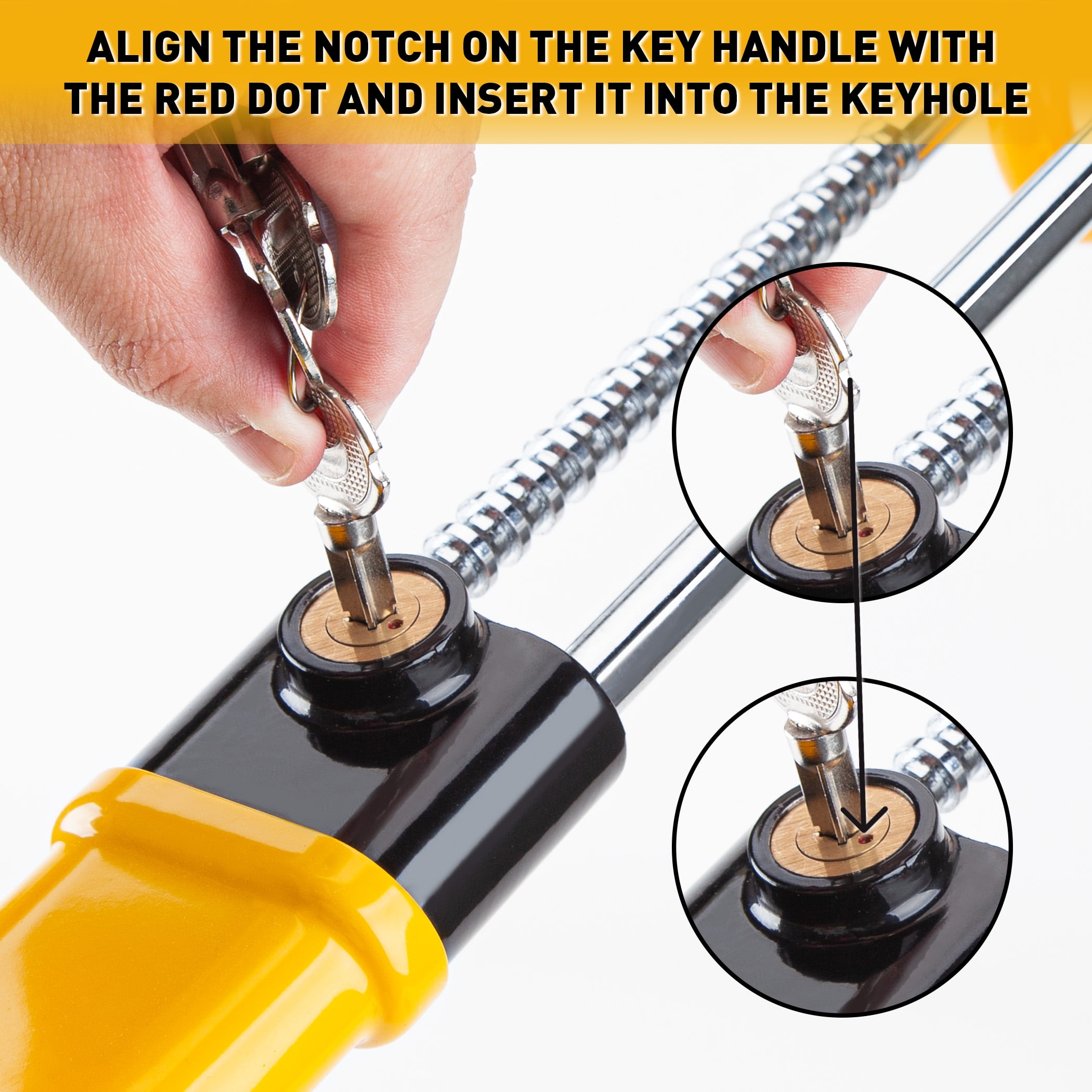 FATFOX Heavy Duty Steering Wheel Lock Anti-Theft Car Device Security Car Lock Great Deterrent Adjustable Antitheft Locking Devices for Cars Trucks Vans and SUVs with 3 Keys