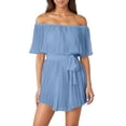 thumbnail image 1 of Mono capri con volantes y hombros descubiertos para mujer: conjunto de gasa para verano, ideal para ocasiones informales y citas, 1 of 5