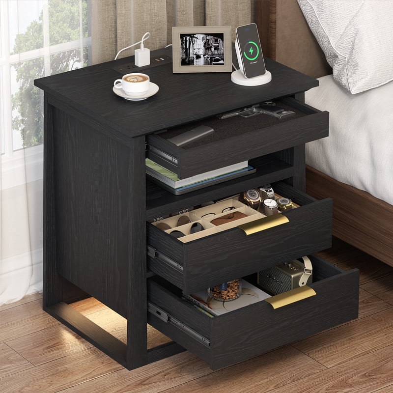 Redayfur 24 inch Modern Nightstand with Drawer and Storage Shelf Bedside Table for Bedroom Living Room Office