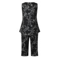 thumbnail image 4 of LEKDFST Womens Sleeveless Pajama Sets 2 Piece Sleepwear Summer Lounge Outfits Tanks Capri Pants Ladies Pjs Black L, 4 of 8