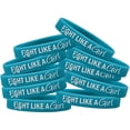 thumbnail image 2 of Fight Like a Girl Wristband Bracelets Ovarian Cervical Cancer PCOS Interstitial Cystitis Teal (10 Pack), 2 of 4