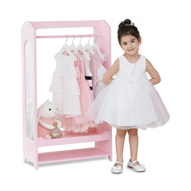 Teamson Kids Little Princess Bella Toy Dress Up Unit Wardrobe Roleplay Costumes Pink