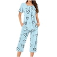 thumbnail image 2 of Jamicy Ensemble de Pyjama Doux pour Femme Ensemble de Pyjama pour Femme à la Mode Décontracté Ample Imprimé Col Rond à Boutons Pantacourt Ensemble de Pyjama Pyjama d'Halloween, 2 of 5