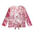 thumbnail image 5 of Xoenoiee Cat Cherry Blossom Print Girls Long Sleeve Shirts Soft T-Shirts Crewneck Basic Tees Tie Knot Boho Shirt Blouses for Kids Teen Girls Tops Clothes, 9-10 Year, 5 of 7