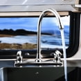thumbnail image 3 of RV Kitchen Faucet for Camper & Home 8" Main Body 360° Swivel High Arch Dual Handle for Motorhomes RV Travel Trailers Plastic (fit 8-inch 2-hole or 3-hole sink), Chrome, 3 of 12