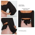 thumbnail image 3 of Puff Sleeve Tie Back Crop Blouse, Fashion Skin Friendly Square Neck All Match Cute Off Shoulder Wrap Crop Top  For Date Work Home Type 1,Type 2,Type 3,Type 4, 3 of 6