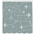 thumbnail image 3 of Ambesonne Airport Shower Curtain, Airplane Traces Scheme Sign, 69"Wx70"L, Grey Teal White, 3 of 3