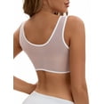 thumbnail image 3 of INSPIRE CHIC Women's Deep V Neck Lace Sheer Front Closure Wirefree Tank Back Training Plunge Bras XL White, 3 of 4