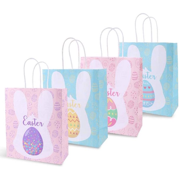Ottoy 12 Pcs Easter Paper Gift Bag Bunny Design For Easter Egg Hunts Party Favors Packaging Gifts Walmart Com Walmart Com