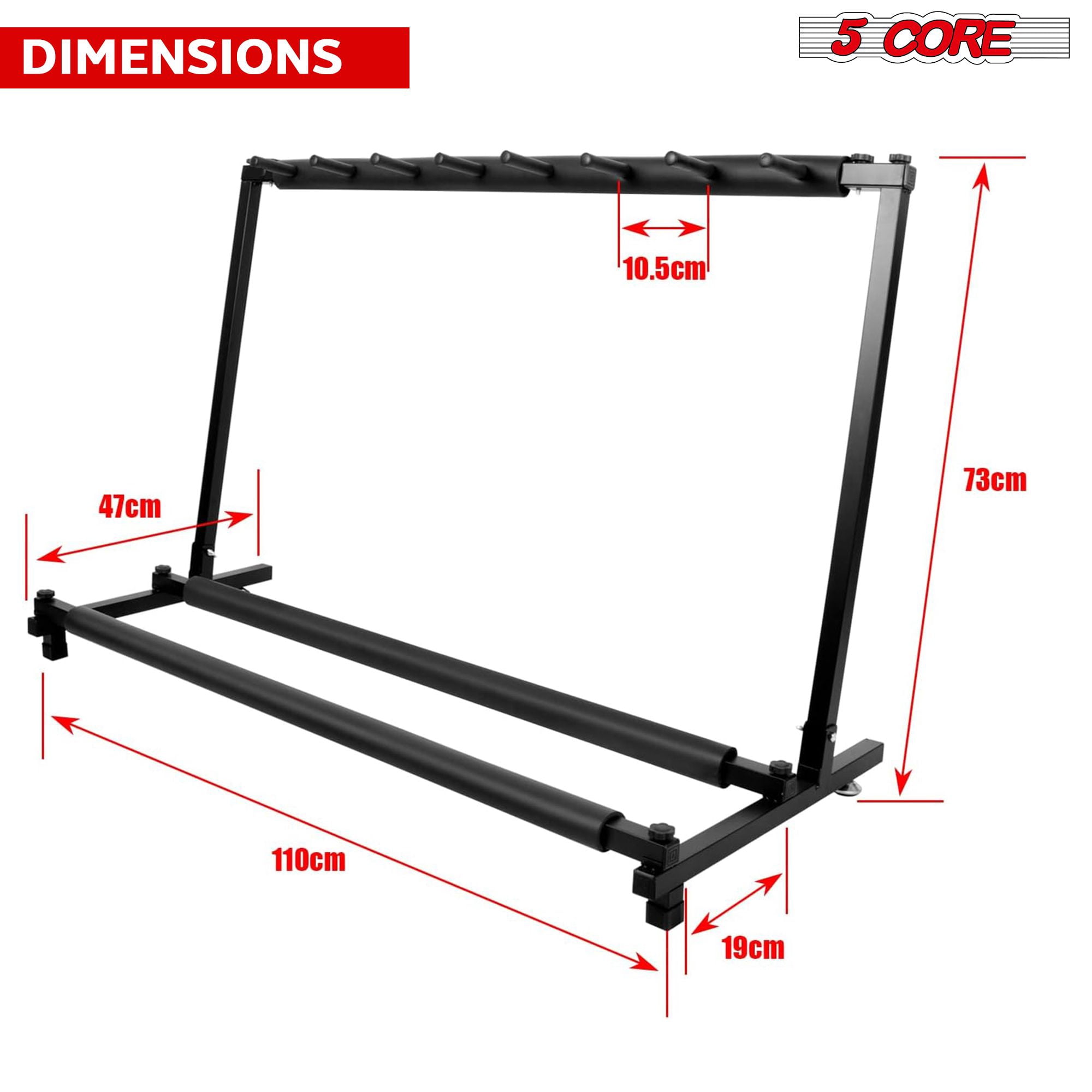 Guitar Rack 7 Slot Multi Guitar Stand Seven Display Floor Stand Safe Storage Foldable Portable for Electric Acoustic Flying V Guitars - GRack 7N1