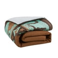 thumbnail image 5 of 3 Piece Western Cabin Lodge Comforter Set Brown/Teal Horseshoe, Horse, Barb Wired Cow Boy Hat Boot Print Southwestern Cowboy Queen Size Bedding- Western, 5 of 6